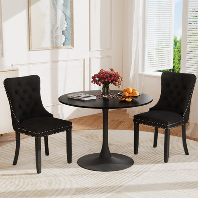 Ensemble repas rond à piédestal avec 2 chaises
