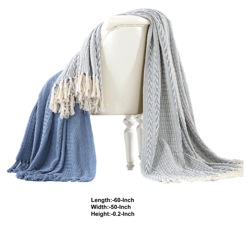Jeté 100% coton Latina, Bleu