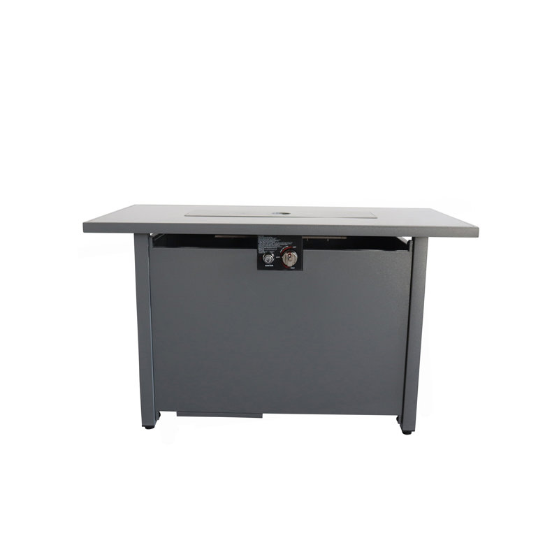 25'' H X 42'' W Steel Outdoor Fire Pit Table With Lid (Black), Gray