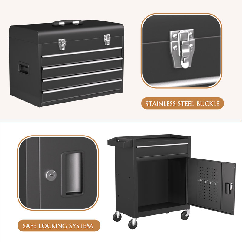 Tool Chest, 5 Drawer Tool Cabinet Combination Set With Wheels, Tool Chest Combos