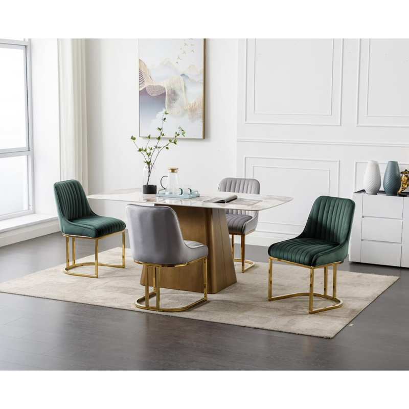 47cm H Velvet Upholstered Metal Accent, Grey