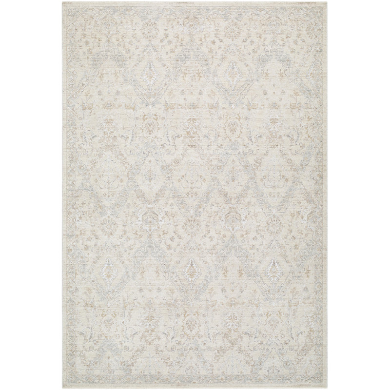 Landwehr Machine Woven Area Rug, Rectangle 9' x 12'2", Cream/Medium Gray