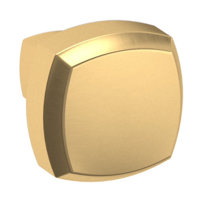 Brushed Satin Brass Square Cabinet Knob with Mounting Hardware