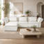 Upholstered 128.36" Boucle Slipcovered Flared Arm Sectional Sofa With Ottoman-888276959