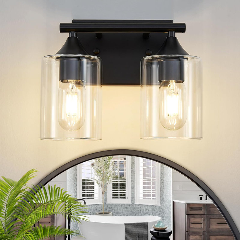 Luminaire de meuble-lavabo moderne, applique murale 2 lumières pour miroir, chambre à coucher, couloir, fabrication en métal durable avec douille E26