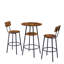 Ensemble de tabourets de bar ronds rustiques brun avec dossier et tablettes de rangement - Siège de bar à hauteur de comptoir de cuisine avec structure en fer