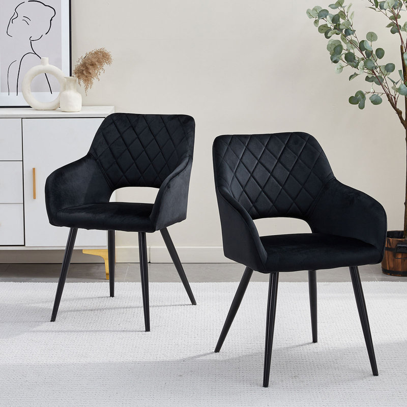 2 X Dining Chairs, Velvet Upholstered Kitchen Counter Chair, Lounge Reception Chairs For Dining Room, Blue