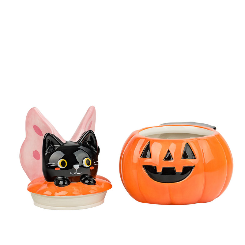 10 Strawberry Street Kitty-fly Jack O' Lantern Canister