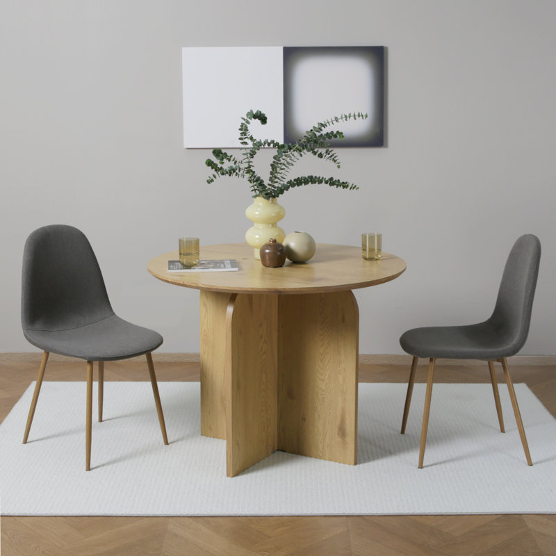 Linen Blend Upholstered Metal Side Chair, Gold, Dark Grey