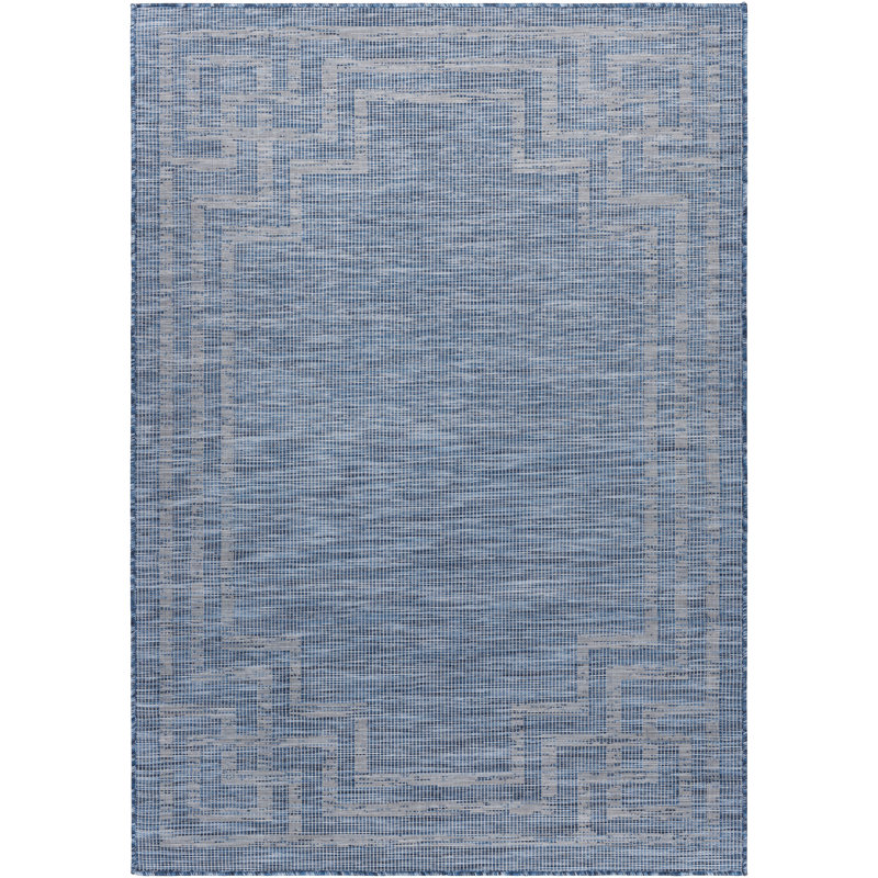 Tapis intérieur / extérieur bleu Caysee, Tapis de couloir 2 pi 7 po x 7 pi 3 po