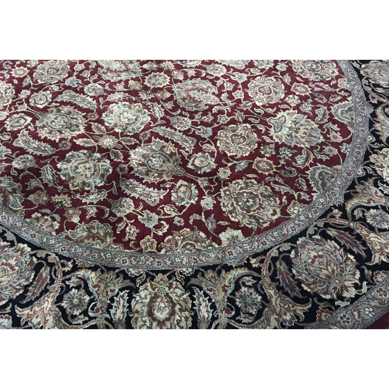 Tapis carré rouge et noir de haute qualité noué à la main