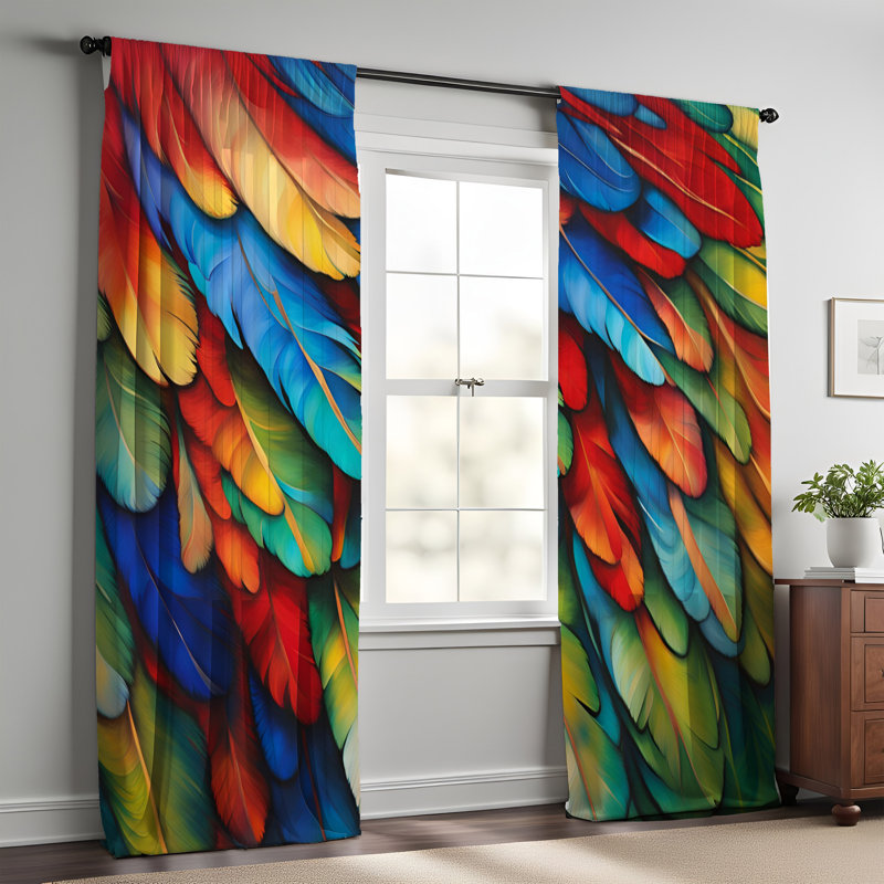 Paire de rideaux semi-transparents en polyester Emenie, L 56 po x L 78 po