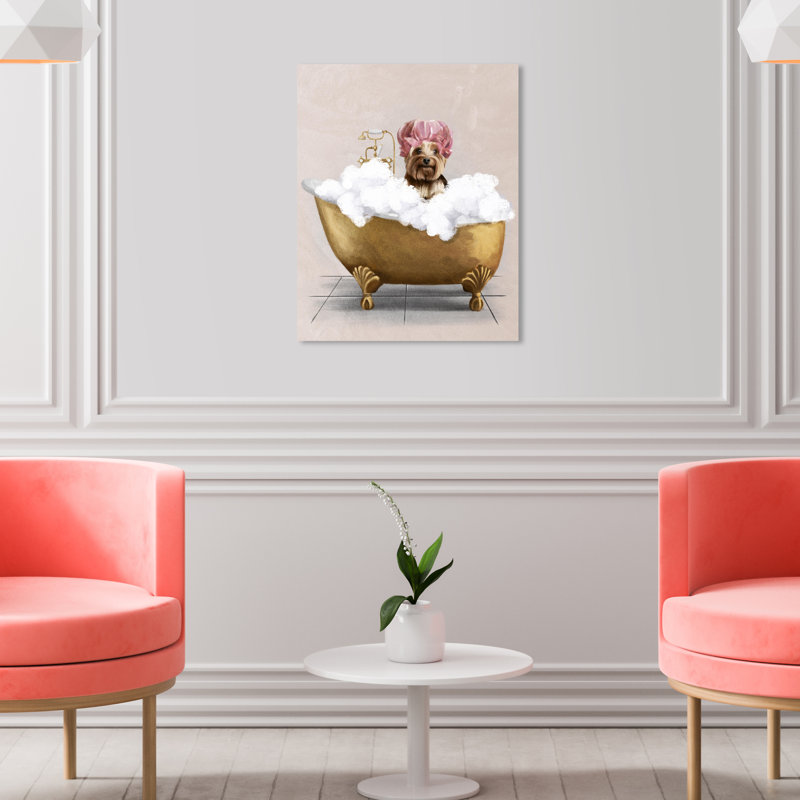 Baignoire Yorkie - Peinture, Toile tendue, H 16 po x l 16 po