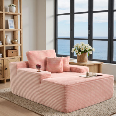 Méridienne intérieure avec coussins, canapé-lit surdimensionné de 48,42 po, canapé moelleux en velours côtelé confortable pour la chambre à coucher, le salon et le bureau