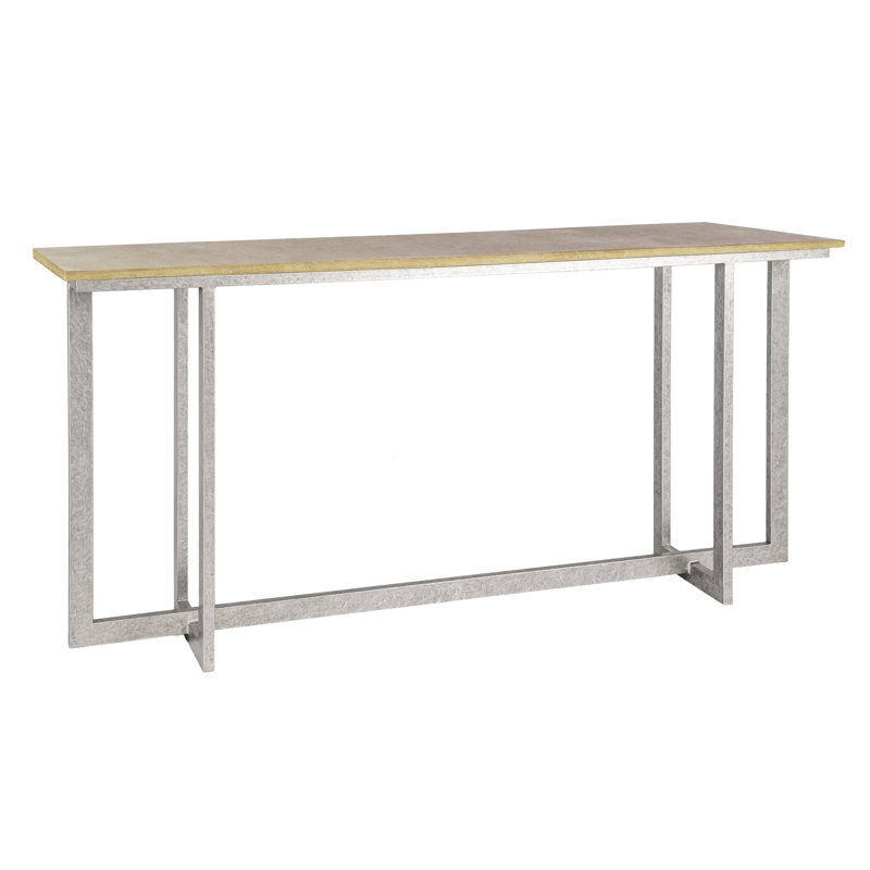 Chicago 72" Console Table, Lite Travertine, Royal Silver