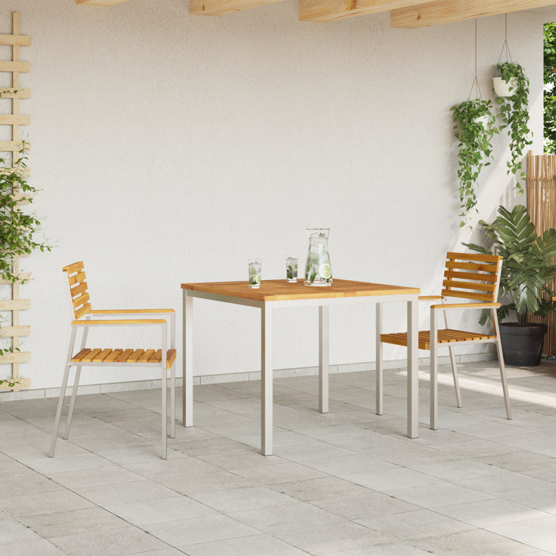 2 - Person Wood Patio Dining Set with Square Table