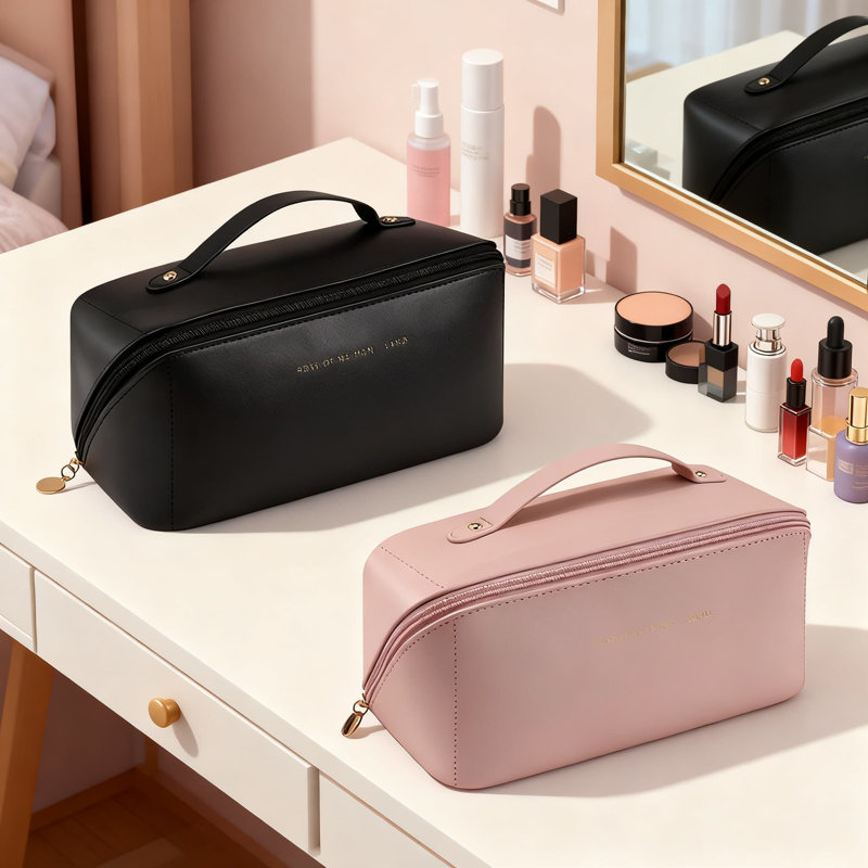 Trousse de maquillage stylisée Ins Fashion, Noir / Rose
