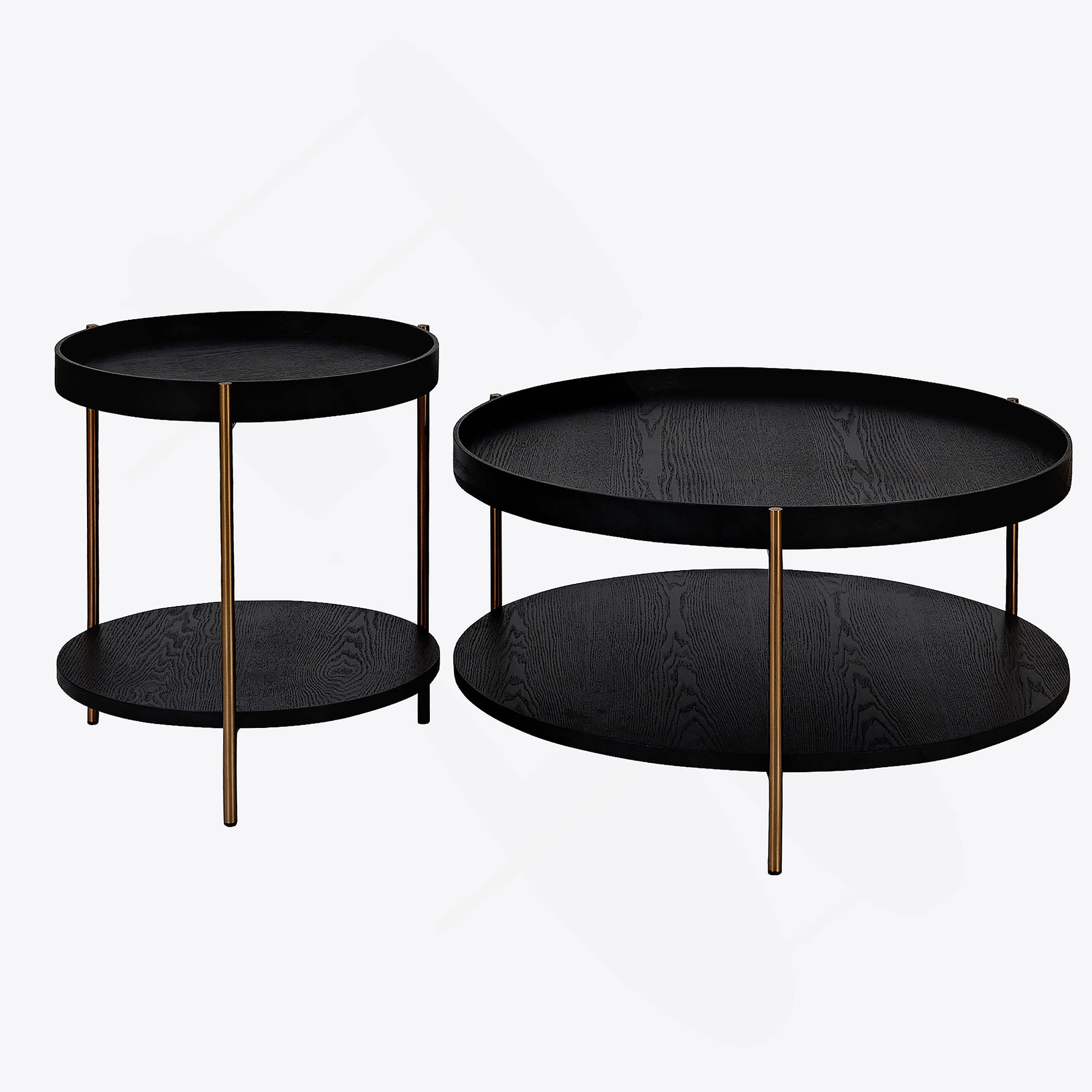 Mercer41 2-Piece Modern 2 tier Round Coffee Table Set for Living Room ...