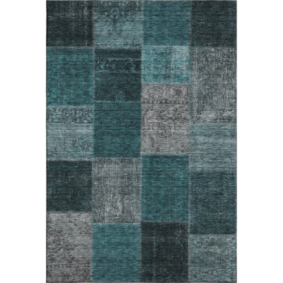 Premium Machine Washable Prisco Teal Rug