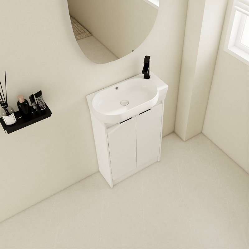 Meuble-lavabo de 23 po avec lavabo. Style compact et moderne. Performance de la porte à fermeture en douceur. Vaste espace de rangement. Aspect châtaignier noir. Unité de lavabo simple à décontamine. Technologie. Technologie. Options généreuses.