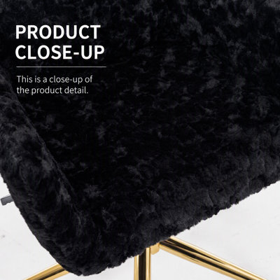 Chaise de bureau réglable avec base en métal doré, revêtement en cuir PU et conception adaptée aux animaux de compagnie pour un confort et un style optimaux