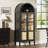 Modern Arched Cabinet With Glass Doors, Auto Sensor Light Farmhouse Arch Storage Cabinet With Height Adjustable Shelf And 2 Drawers, Living Room Cabinet-193317038