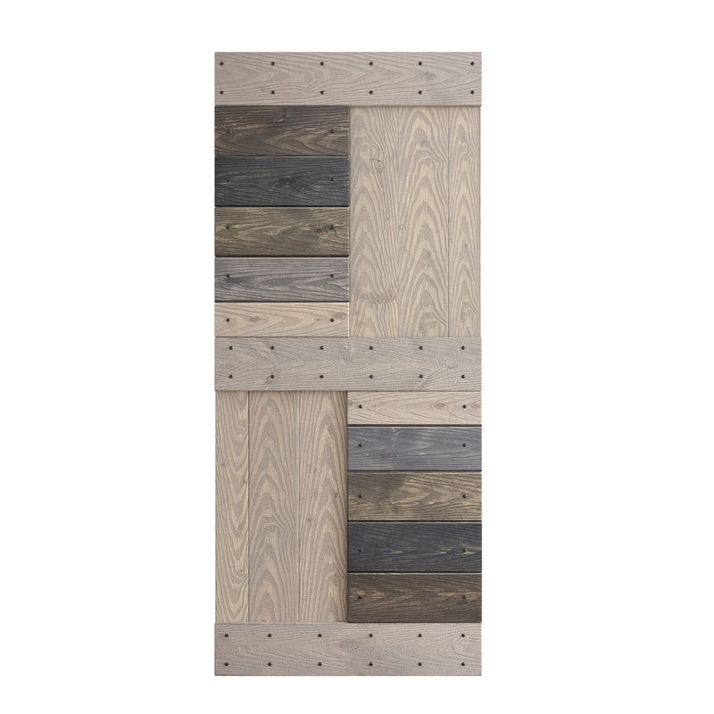 Porte de grange coulissante en bois noueux bricolage Coast S Sequoia EMBossing S Series sans quincaillerie, 36 po x 84 po