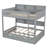 Twin over Twin Bunk Bed with Trundle, Space-Saving Kids Bunk Bed, Gray-1085296908-1085296906