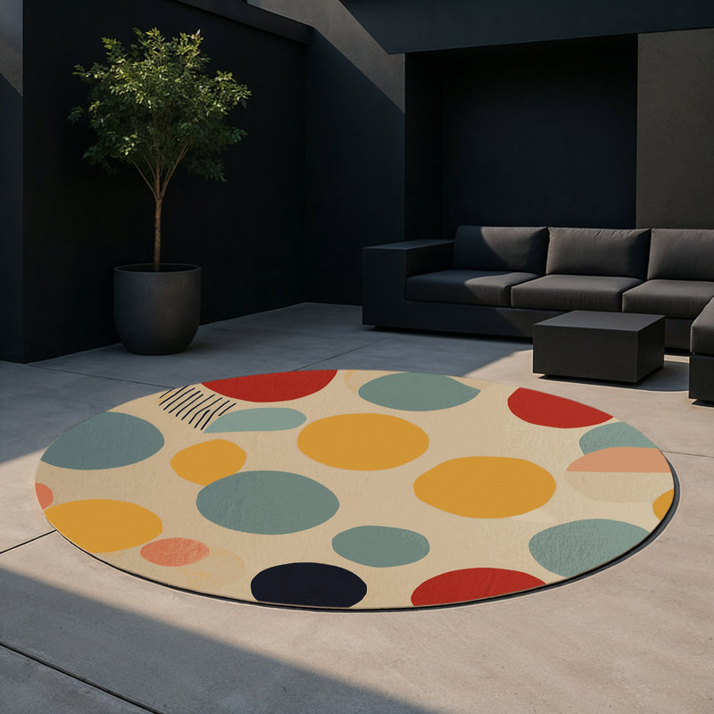 Groovy Wiggle Indoor And Outdoor Area Rug, Rond 5 pi