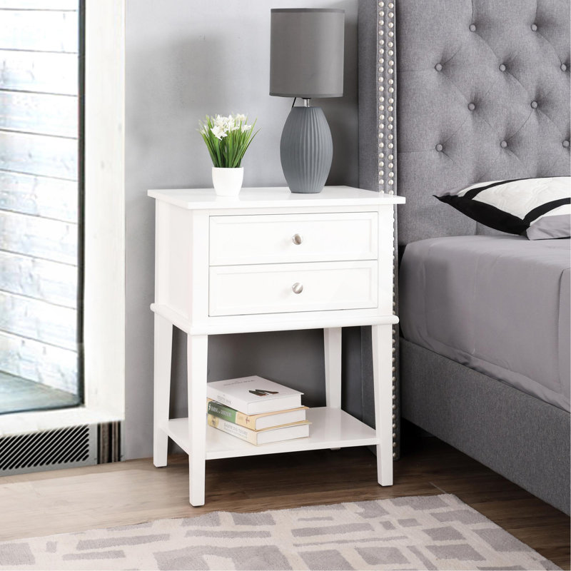Elegant Contemporary Nightstand, White
