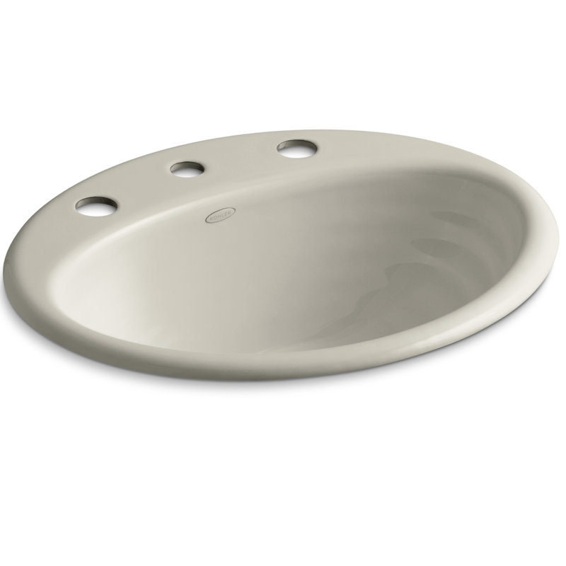 Ellington Metal Oval Drop-In Bathroom Sink with Overflow, Sandbar