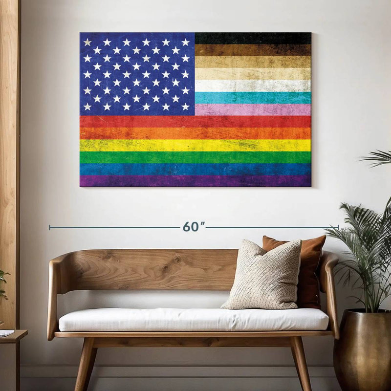 Drapeau de la fierté américaine grunge, H 32 po x l 48 po