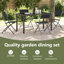 5 Piece Garden Dining Set Black PVC-coated polyester And Steel