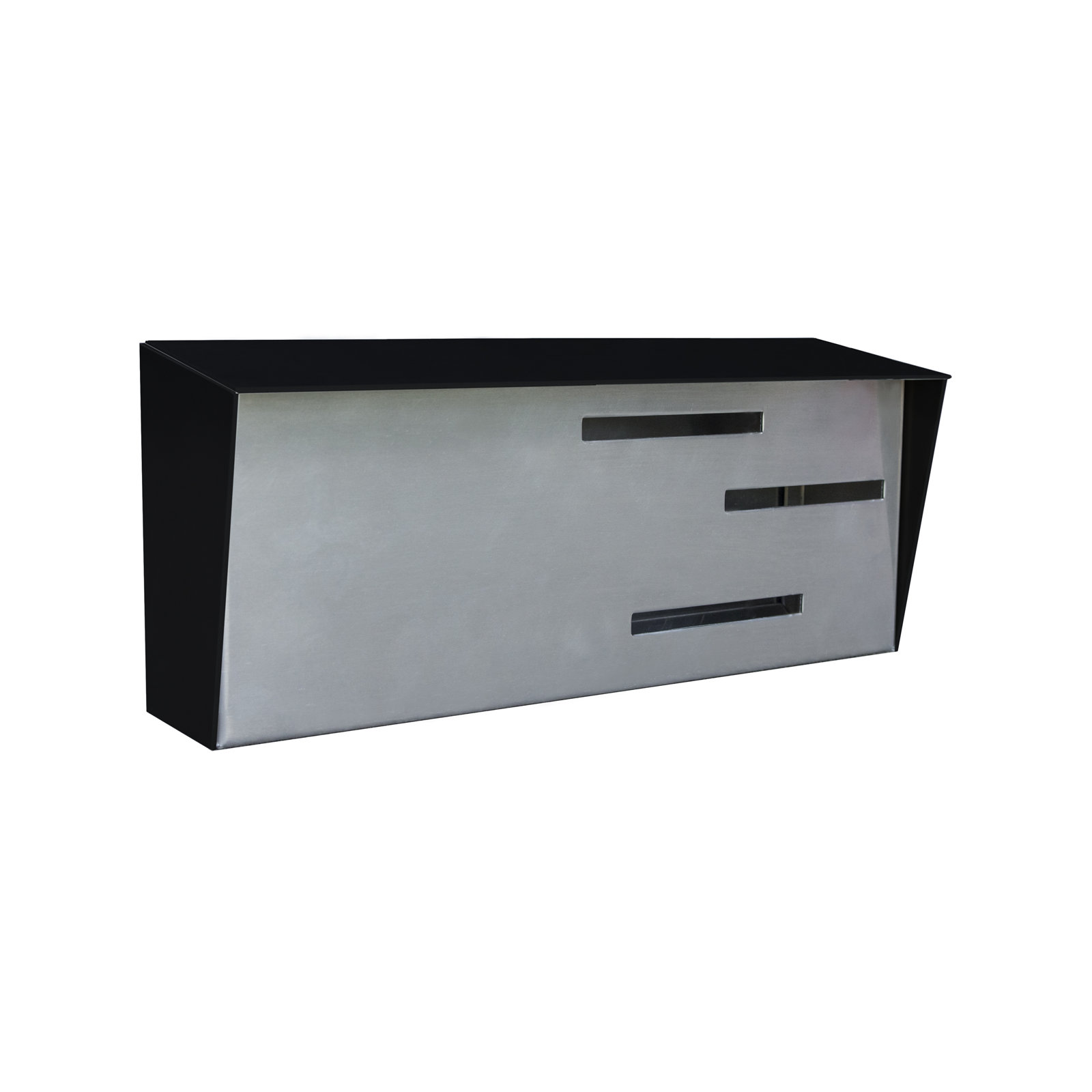Modern Wall Mounted Mailbox, Black/Silver