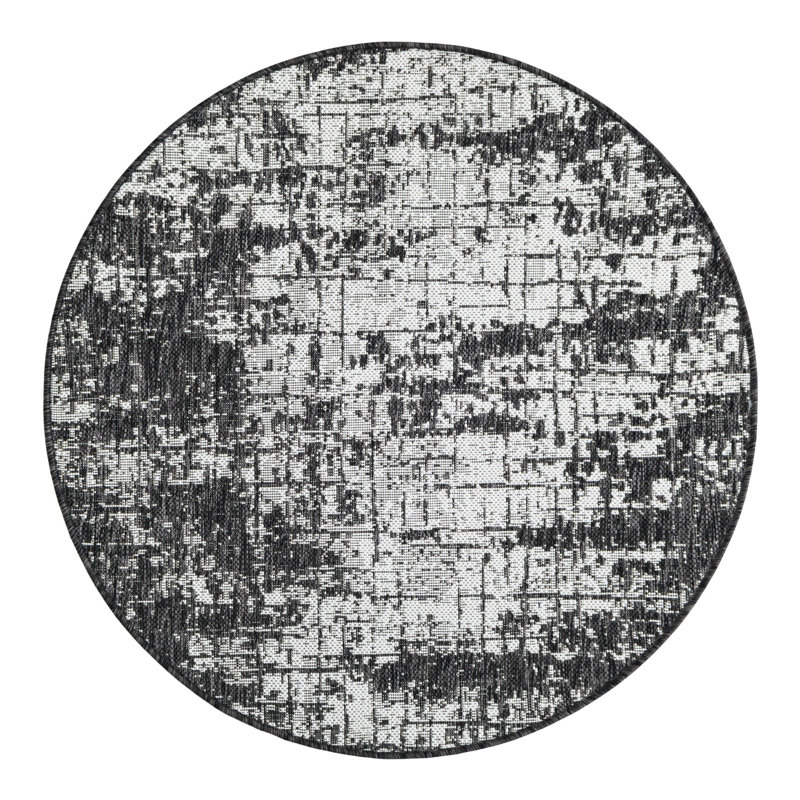 Tapis intérieur / extérieur d'extérieur moderne, Rond 3 pi 3 po