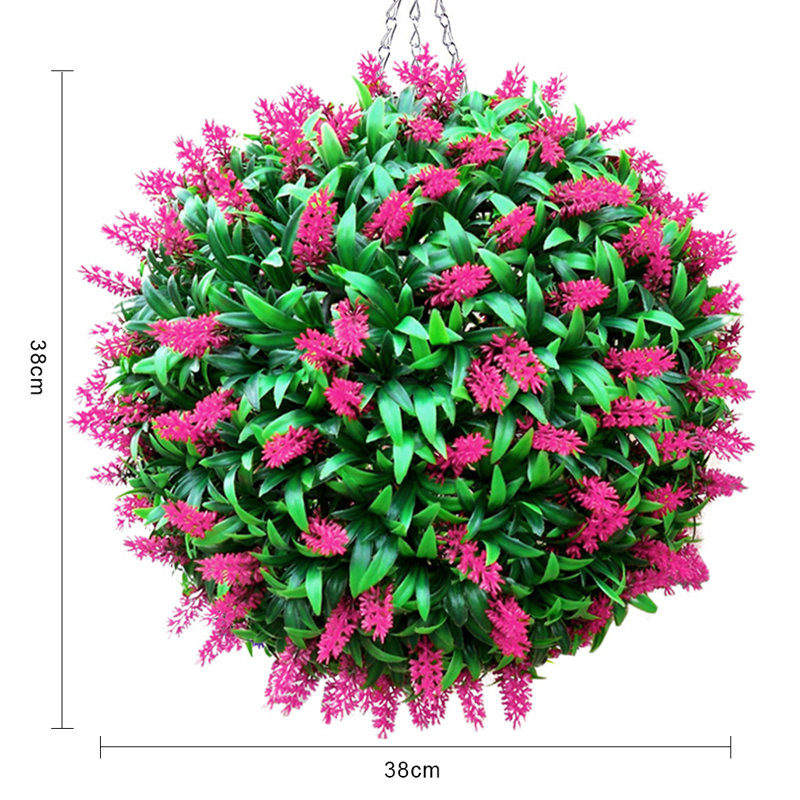 Faux Flowering Topiary, 28cm H x 28cm W x 28cm D, Pink