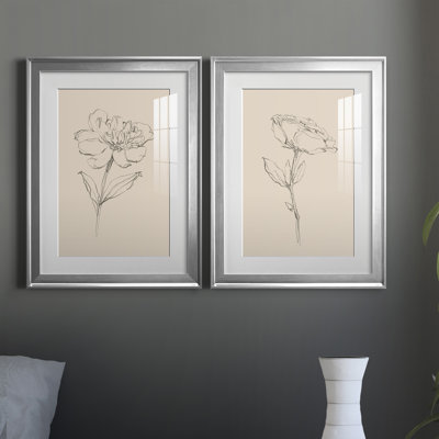 Floral Contour Study III, reproduction encadrée de qualité supérieure - prête à être accrochée