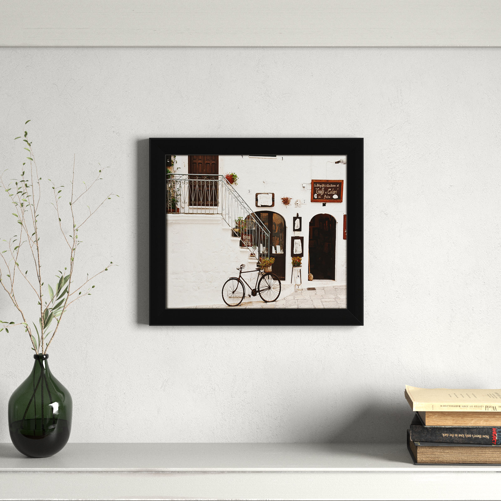 Em "La Bottega d'Arte" Print by Bogdan Dada, Black Framed, 14" H x 16" W x 0.75" D