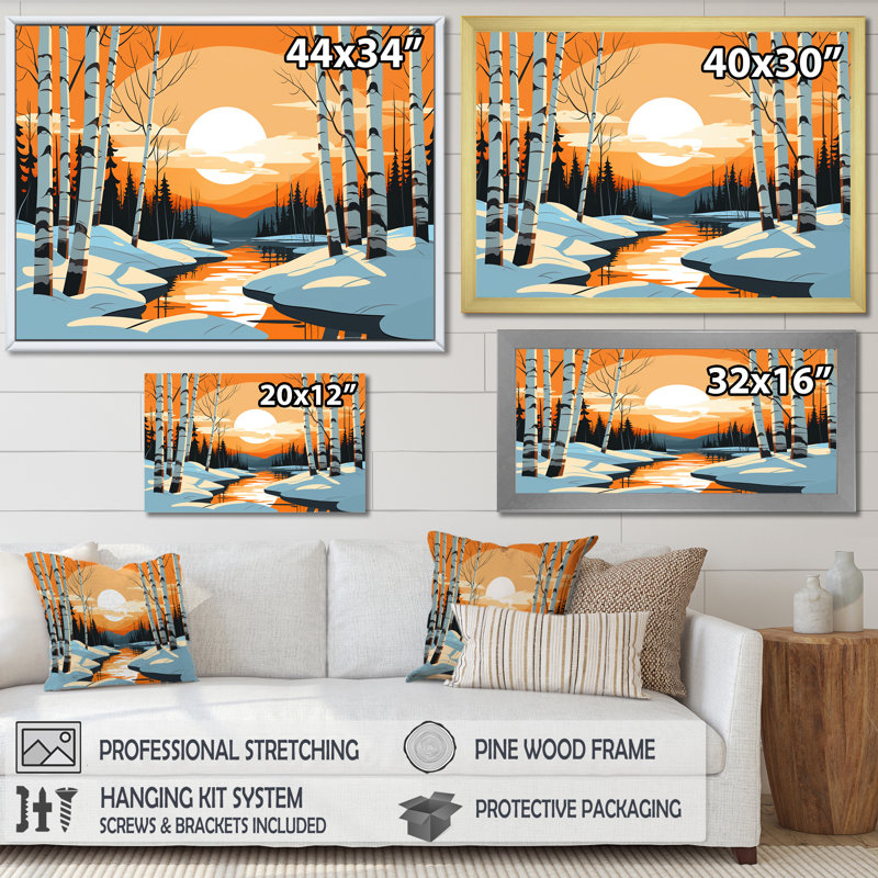 Paysage d'hiver Bolt - Paysage d'hiver, Cadre flottant noir, H 16 po x l 32 po x P 1 po