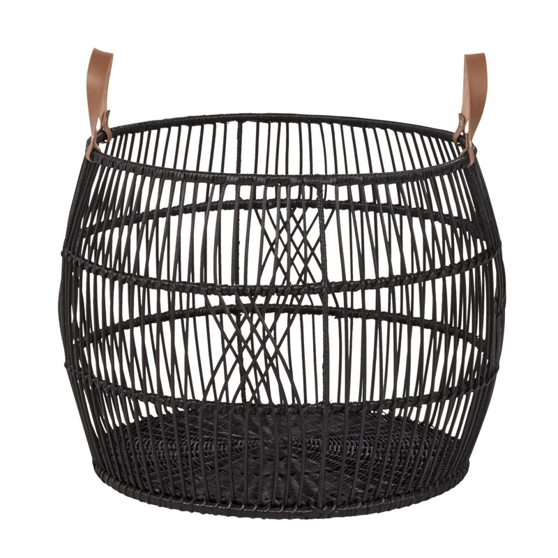 Panier de rangement en rotin Sumatra, Noir, H 16 po x l 21 po x P 21 po