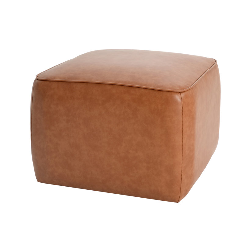 Upholstered Square PU Leather Ottoman