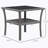 Outsunny Woven Rattan Edge Table, Outdoor Side Table with Storage Shelf, Aluminum Frame Square, Tempered Glass Top, Beach Color-1445234029