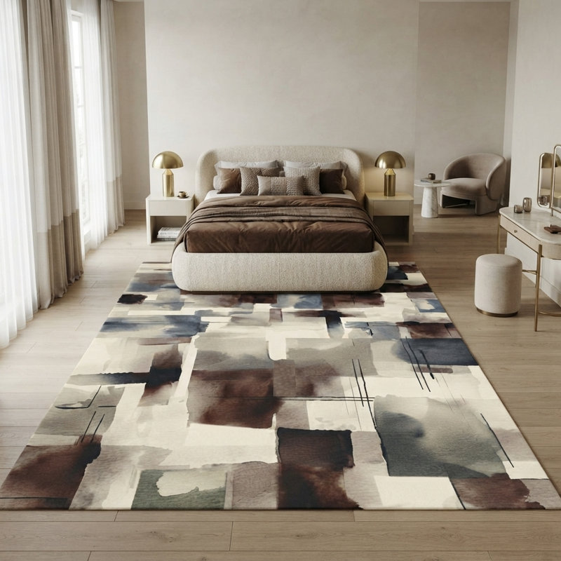 "Ultra Thin" 7 pi x 10 pi Tapis moderne à motifs géométriques abstraits et aquarelle