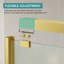 Porte de douche coulissante double en aluminium brossé 61 "à 66" x H 76 "en or brossé avec verre trempé givré de 1/4", poignée double