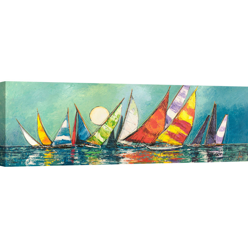 Regatta In The Moonlight I by Luigi Florio - Wrapped Canvas Panoramic Art Prints, 35cm H x 100cm W x 4cm D