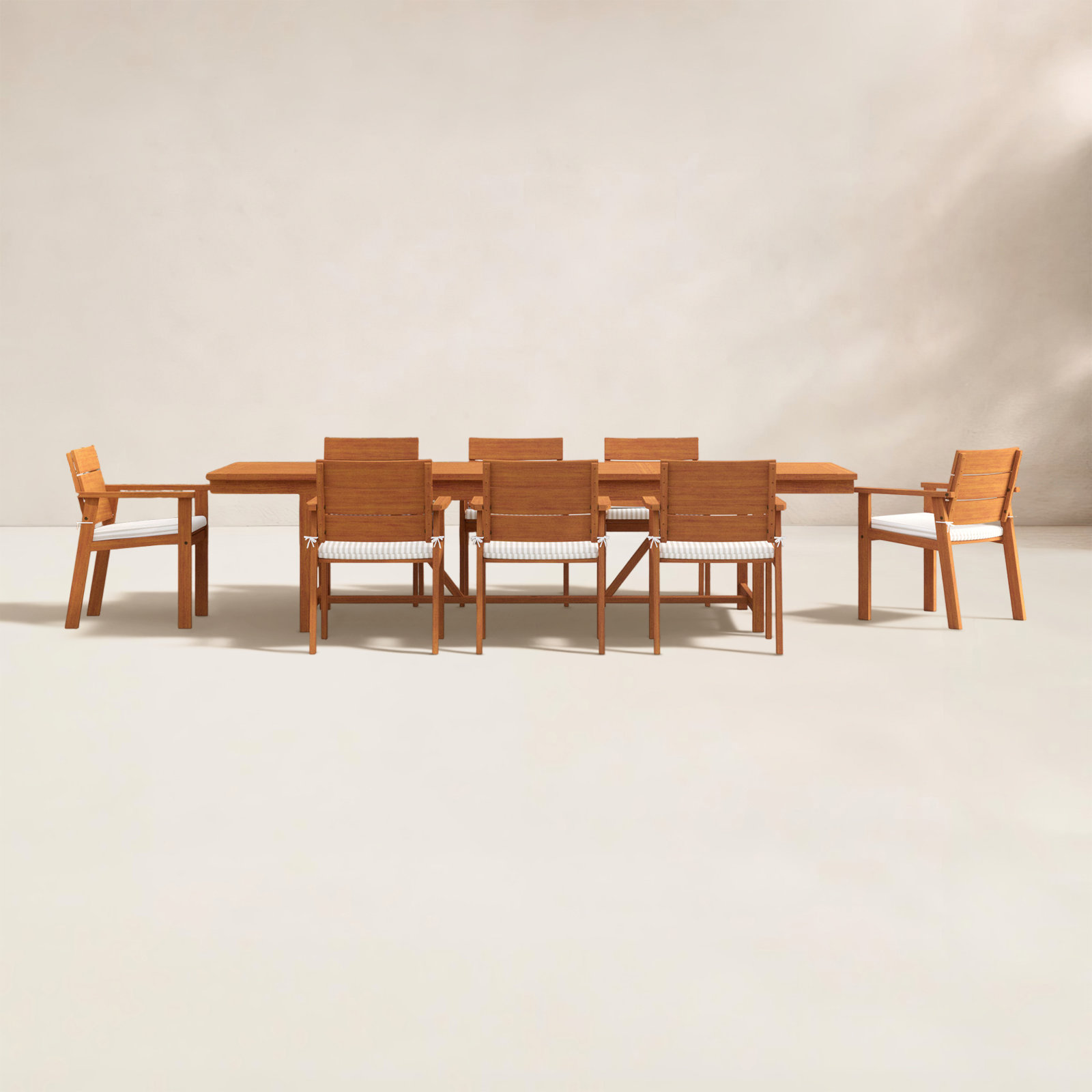 Alyisa 79'' Rectangular 8-Person Outdoor Dining Set with Cushions, Dark Eucalyptus