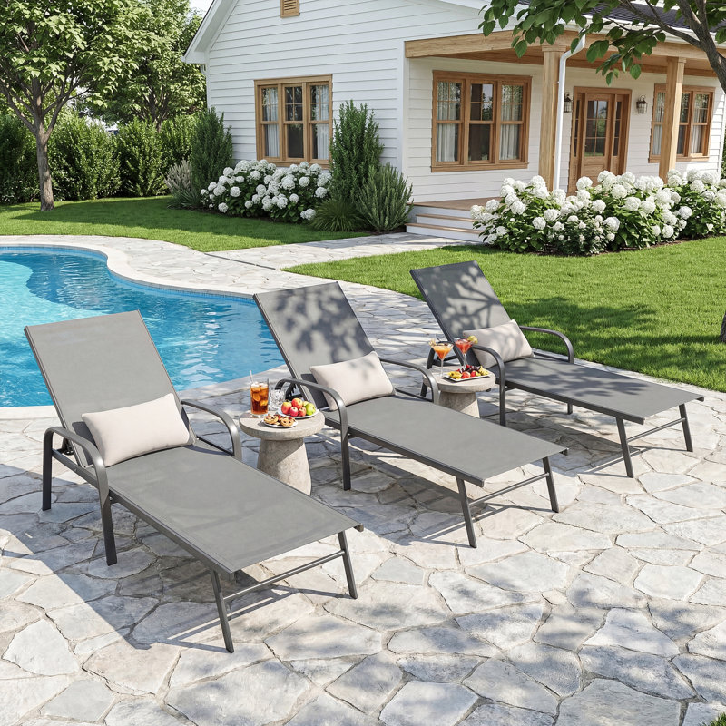 79.3" Long Reclining Single Chaise,with 5-Position Adjustable Backrest waist-rest cushions, 1