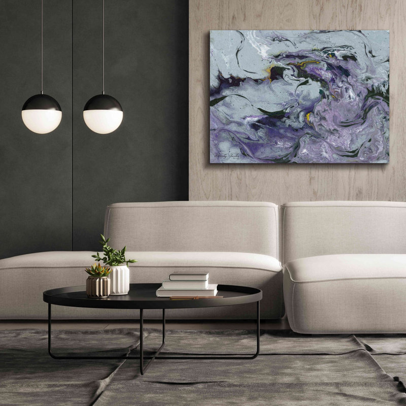 «Abstract in Purple IV» par Cindy Jacobs, art mural sur toile, H 40 po x l 54 po x P 1,5 po