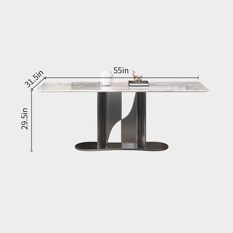 Light Luxury Marble Rectangular Dining Tables, 29.5"H x 55"L x 31.5"W