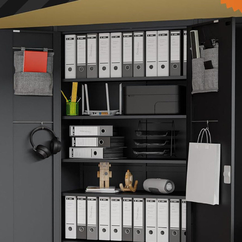 Rolling Storage Cabinet with Wheels & Lock, Moveable Garage Storage Cabinet with Locking Doors (72" Large Rolling Key, Black)